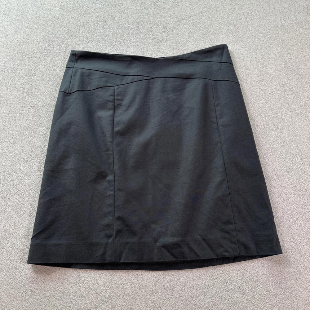 Banana Republic Black Stretch Mini Skirt Size 4 Asymmetrical Seam Lined Office